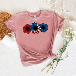 America Sunflower TShirt PNG, Memorial Day Gifts, Sunflower Lover Tee, Womens 4th Of July Shirt PNG, USA T-Shirt PNG, Pa