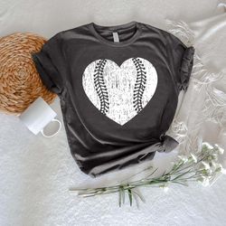 Baseball Heart Shirt PNG, Gift For Baseball Mom TShirt PNG, Softball Heart Shirt PNGs, Distressed Baseball Tee,Sports Ma