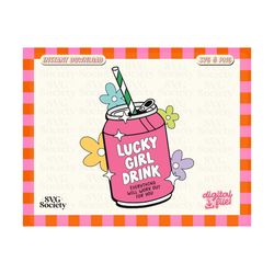 Trendy Lucky Girl Drink SVG PNG Design for T-Shirts, Mugs, Stickers, and Tote Bags - Commercial Use