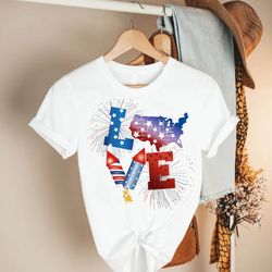 Love America TShirt PNG, Memorial Day Gifts, Fireworks Shirt PNGs, Fourth Of July, Patriotic American Tee,Funny Usa TShi