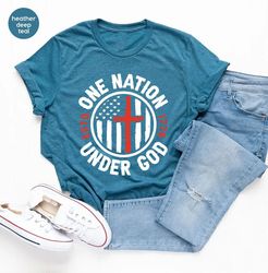 One Nation Under God Tee, Patriotic Gifts, Proud American TShirt PNG, Independence Day T-Shirt PNG, 4th Of July Shirt PN