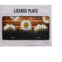 Daisy Black Glitter License Plate, Western License Plate Png, Daisy Png, License Plate Png, Digital Download