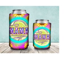 western mama can cooler png sublimation design, mama can holder, western mama  12oz. can cooler template, tie dye mama c