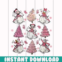 Vintage Mickey And Friends Pink Christmas Tree PNG File
