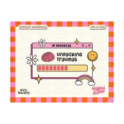 Unpacking Traumas, Cute Mental Health Therapy SVG PNG Design for T-Shirts, Mugs, Stickers, and Tote Bags - Commercial Use