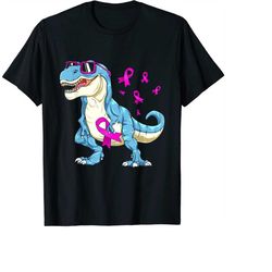 Breast Cancer Awareness Dinosaur T-rex Boys Toddler Kids PNG
