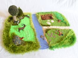 farm play mat,playmat baby room decor kids playscape play room wooden toys. Baby rug Sylvanian Families,Schleich animals