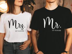 Personalized Mr and Mrs, Custom Wifey and Hubby Shirt Png, Bride and Groom Est, Wife And Husband Shirt Pngs, Just Marrie