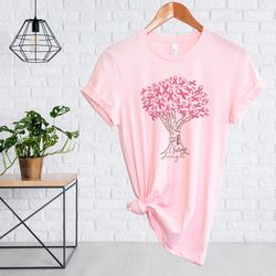 Pink Ribbon Tree Shirt Png, Cancer Tree Shirt Png, Breast Cancer Fighter Shirt Png, Breast Cancer Awareness Shirt Png, P
