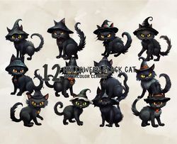 12 Halloween Black Cat, Halloween Svg, Cute Halloween, Halloween, Halloween Png 38