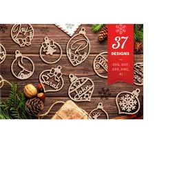 Christmas Tree Ornaments SVG Pack, Personalizable Designs for Christmas Trees SVG, Round Christmas Ornament, Christmas L