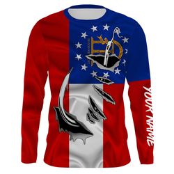 Ga Fishing 3D Fish Hook Georgia Flag Uv Protection Custom Long Sleeves Shirts Upf 30 Personalized Fishing Gifts &8211 Ip