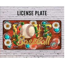 Love Baseball License Plate, Baseball License Plate Png, Daisy Png, Sport License Plate Png, Baseball Png, Digital Download