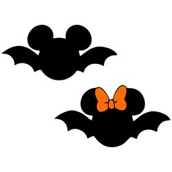 Halloween Mickey And Minnie Bats SVG, Halloween Designs SVG