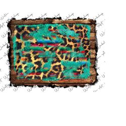Western Turquoise Leopard Background Png, Western Background Png, Cowhide Sunflower Western Distressed Background Png Design,Sublimation Png