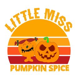 Retro Halloween Little Miss Pumpkin Spice Logo SVG
