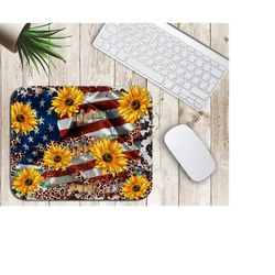 Western American Sunflower Mouse Pad Png, American Png, Mouse Pad Png, American Flag Png, Sunflower Png, Digital Download