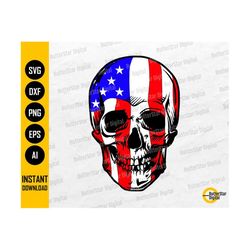 Patriotic Skull SVG | Dead American Skeleton SVG | Gothic USA Flag Decal Shirt Graphics | Cutting File Clipart Vector Digital Dxf Png Eps Ai