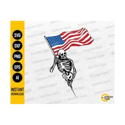 skeleton with usa flag svg | america svg | patriotic t-shirt graphics decal | cutting files printables clipart vector digital dxf png eps ai