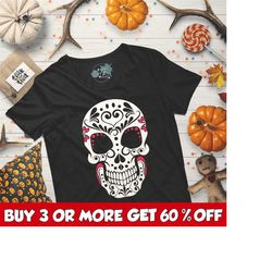 Sugar Skull SVG, Halloween SVG, Skull SVG, Skeleton Svg, Spooky Svg, Day of the Dead Svg, Png, File For Cricut, Sublimat