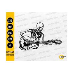Skeleton Playing Acoustic Guitar SVG | Musician T-Shirt Decal Graphics |  Cricut Cut Files Silhouette Clip Art Vector Digital Dxf Png Eps Ai