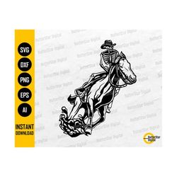 Skeleton Cowboy SVG | Horse Rider SVG | Gothic Western T-Shirt Clip Art Vector | Cricut Cut Files Silhouette Cuttable Digital Dxf Png Eps Ai