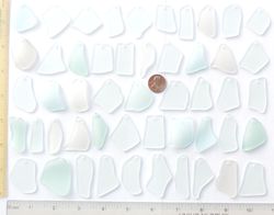 50 RECYCLED HANDMADE top drilled sea glass for jewelry 30-50 mm in length, white light sea foam