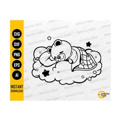 Cute Bear Sleeping On A Cloud SVG | Kids Decal T-Shirt Sticker Graphic | Cricut Silhouette Printables Clip Art Vector Digital Dxf Png Eps Ai