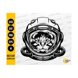 Space Cat Astronaut SVG | Cool Animal Decals T-Shirt Sticker Graphics | Cricut Silhouette Printables Clip Art Vector Digital Dxf Png Eps Ai