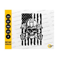 US Construction Crossbones SVG | American Carpenter Skull Svg | USA Repair Man Svg | Cricut Cut Files Clip Art Vector Digital Dxf Png Eps Ai