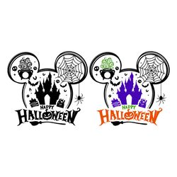 Happy Halloween Mickey Head Logo SVG, Halloween Witch SVG