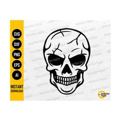 Cracked Skull SVG | Gothic Goth Death Dead Bones Head Tattoo T-Shirt Vinyl Decal | Cricut Cutting File Clipart Vector Digital Png Eps Dxf Ai