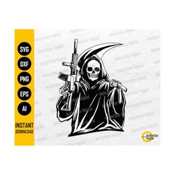 Grim Reaper Gun SVG | Killer Rifle SVG | Death SVG | Horror Shirt Decal Graphics | Cricut Cutting File Clipart Vector Digital Dxf Png Eps Ai