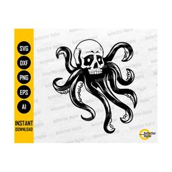 Tentacles Skull SVG | Octopus SVG | Ocean Sea Monster Underwater Creature Skeleton | Cut File Cuttable Clipart Vector Digital Dxf Png Eps Ai