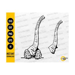 Brachiosaurus Dinosaur SVG | Long Neck Dino Decal Shirt Wall Art | Cricut Silhouette Cutting Printable Clipart Vector Digital Dxf Png Eps Ai