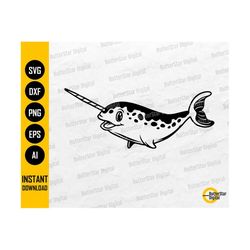 Cute Narwhal SVG | Swim Swimming Water Summer Island Dive Sea Ocean Waves | Cut File Cuttable Clipart Vector Digital Download Dxf Png Eps Ai