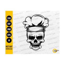 chef hat skull svg | skeleton chef's hat svg | gothic t-shirt decal | cricut cutting file | printable clipart vector digital dxf png eps ai