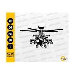 Combat Helicopter SVG | Military T-Shirt Vinyl Stencil Graphics | Cricut Silhouette Cameo Cut File Printable Clip Art Digital Dxf Png Eps Ai