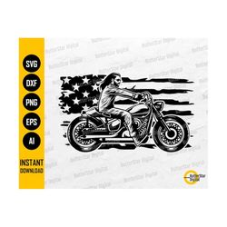 American Biker SVG | US Motorcycle T-Shirt Decal Sticker Vinyl Stencil Graphics | Cricut Cutting File Clip Art Vector Digital Dxf Png Eps Ai