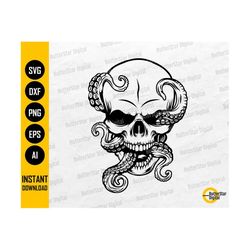 Skull Tentacles SVG | Kraken SVG | Sea Monster T-Shirt Decals Sticker Tattoo Stencil | Cricut Cut File Clipart Vector Digital Dxf Png Eps Ai