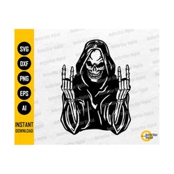 Grim Reaper Rock Hand SVG | Death SVG | Music T-Shirt Decal Graphics Tattoo | Cricut Cut File Clipart Vector Digital Download Dxf Png Eps Ai