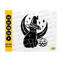 Black Cat With Witch Hat SVG | Cute Pet SVG | Halloween Animal SVG | Cricut Cut Files Vinyl Printable Clip Art Vector Digital Dxf Png Eps Ai