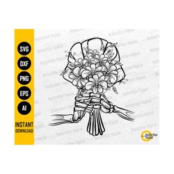 Skeleton Hands Bouquet SVG | Love Bone Flowers Tattoo Decal T-Shirt Gift Wall Art | Cricut Silhouette Clipart Vector Digital Dxf Png Eps Ai
