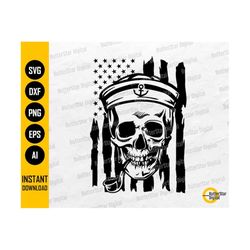 us sailor skull svg | usa flag svg | navy t-shirt decal vinyl sticker tattoo | cricut silhouette cameo clipart vector digital dxf png eps ai
