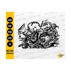 Kraken SVG | Tentacles SVG | Ocean Sea Monster Wall Art Vinyl Decal Decor Shirt Sticker | Cutting File Clipart Vector Digital Dxf Png Eps Ai