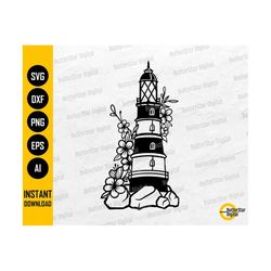 Floral Lighthouse SVG | Sailor SVG | Ocean T-Shirt Decal Sticker Graphics | Cricut Cut Files Clipart Vector Digital Download Png Eps Dxf Ai