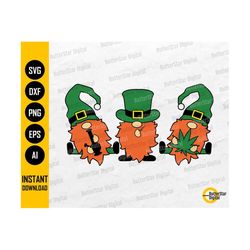 Cannabis St Patrick Gnomes SVG | Saint Pattys Weed | Marijuana Leaf SVG | Cricut Silhouette Printable Clipart Vector Digital Dxf Png Eps Ai