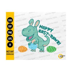 Easter Dinosaur SVG | Happy Easter SVG | Easter Eggs SVG | Cricut Cutting Files Silhouette | Printable Clipart Vector Digital Dxf Png Eps Ai