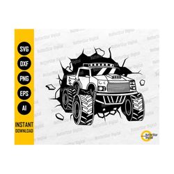 Monster Truck In The Wall SVG | Muscle Car SVG | Car Decals Wall Art | Cricut Cutting Files Silhouette Clipart Vector Digital Dxf Png Eps Ai