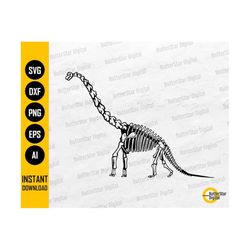 Brachiosaurus Skeleton SVG | Skeletal Dinosaur SVG | Dino SVG | Cricut Cut Files Silhouette Printable Clip Art Vector Digital Dxf Png Eps Ai